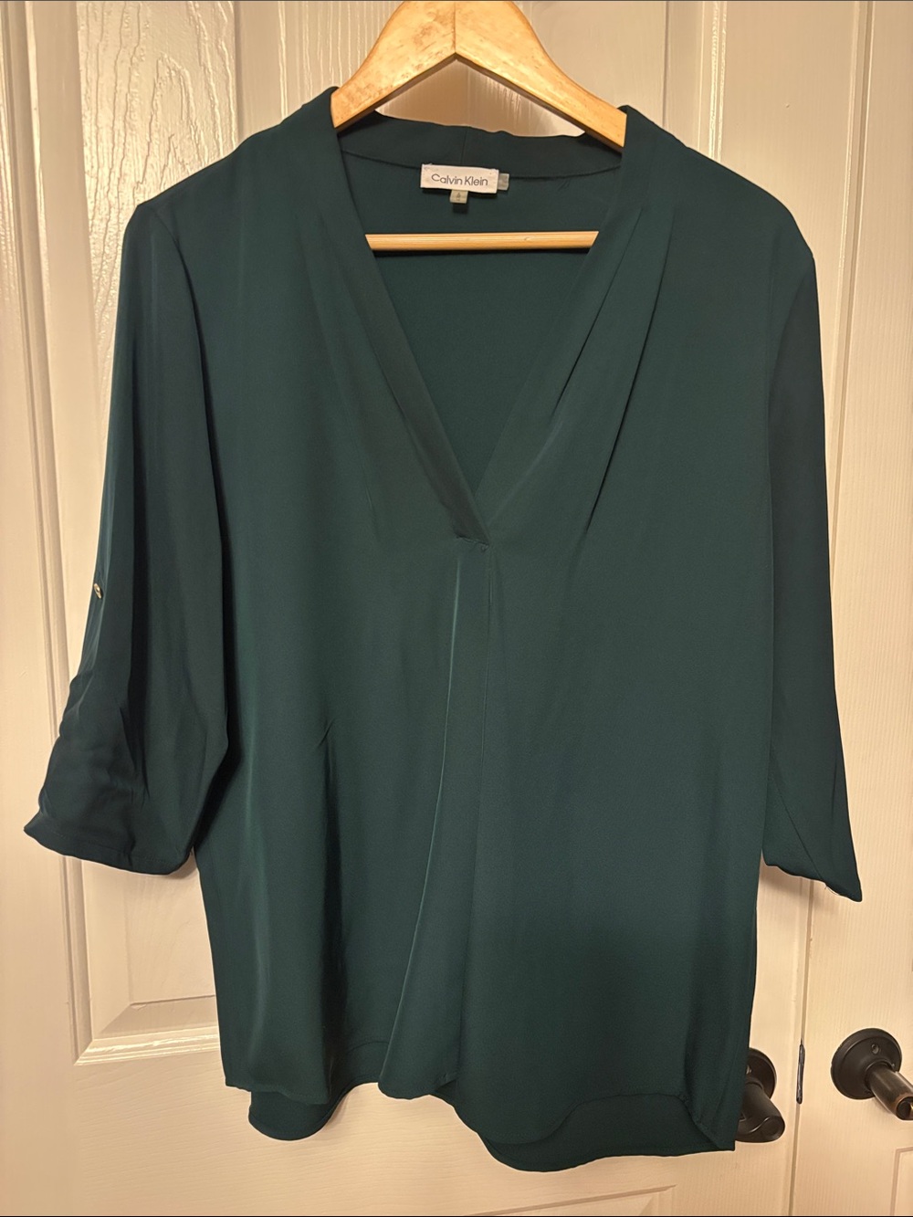 Calvin Klein Women's Deep Teal V-Neck Blouse